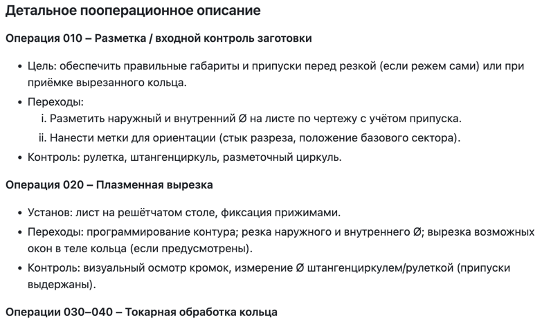 Детальное пооперационное описание
